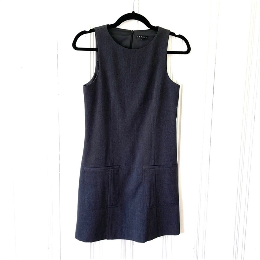 Theory Gray Sleeveless Wool Blend Dress